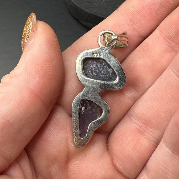 Sterling Silver Tanzanite and Amethyst Pendant Tanzanite Pendant Amethyst - Picture 4 of 5